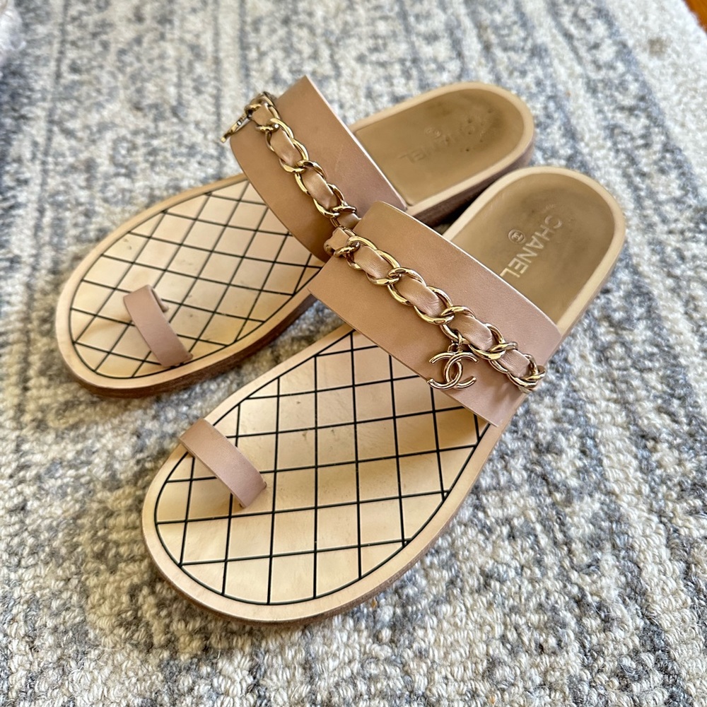 Chanel cc chain nude sandals 35.5 - Picture 3 of 6